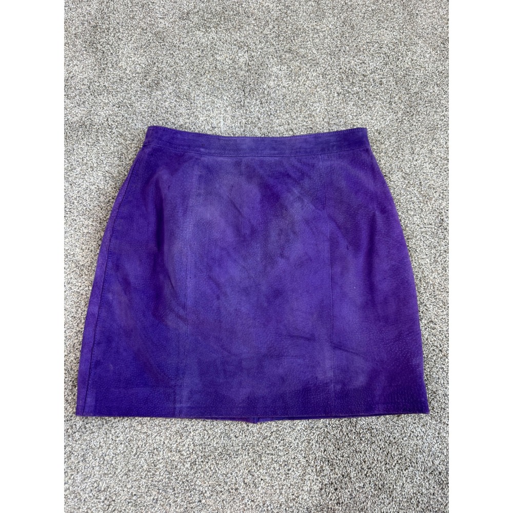 Cayenne‎ Leather Purple Suede Mini Skirt Size 12 Vintage Straight Pencil Skirt